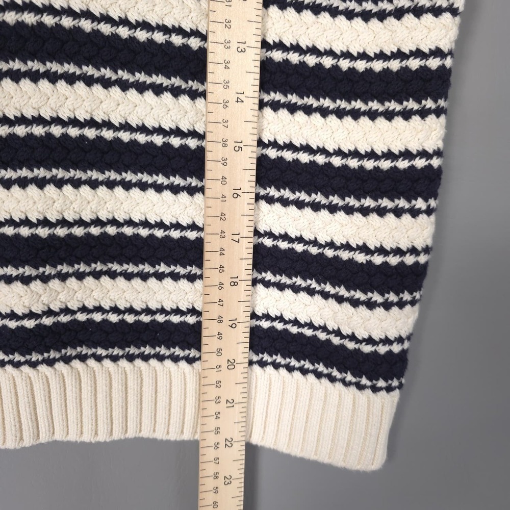 BODEN Women's Knit Sweater Vest MEDIUM Navy Ivory 100%‎ Cotton K0944 - Picture 4 of 9